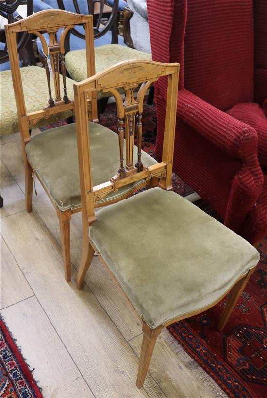 A pair of Edwardian satinwood side chairs